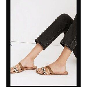 Madewell The Wave Slide Leather Sandal Snakeskin Womens Shoes Size 8.5 Pre-Owned
